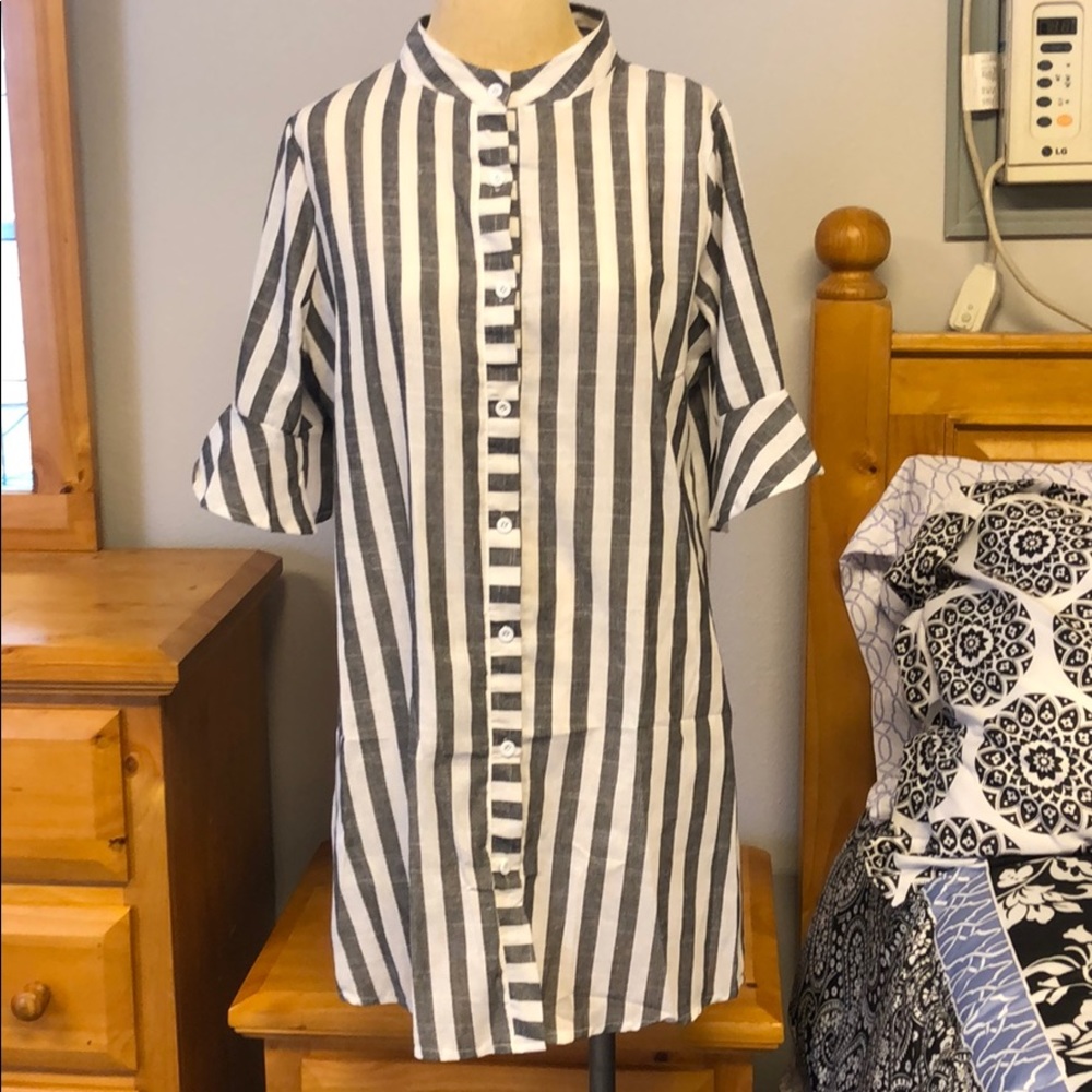NEW summer linen dress buttons down front